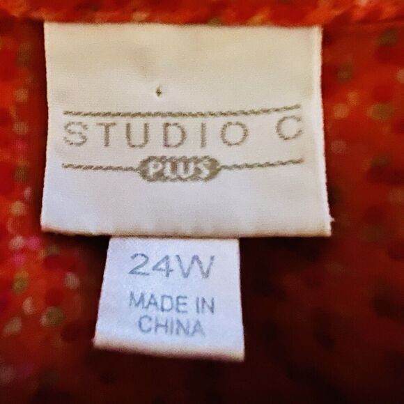 Studio C Orange Sheer Lacy Flowy Cottagecore Blouse - Plus Size 24W - Picture 7 of 7